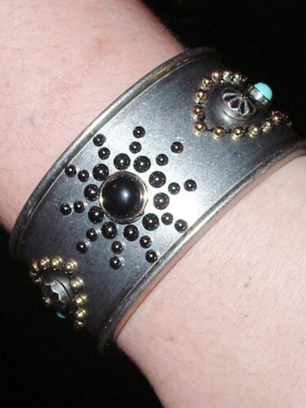 $195 AUTHENTIC COACH METAL WESTERN RIVET CUFF Bracelet METALLIC 6.5" WRIST VHTF